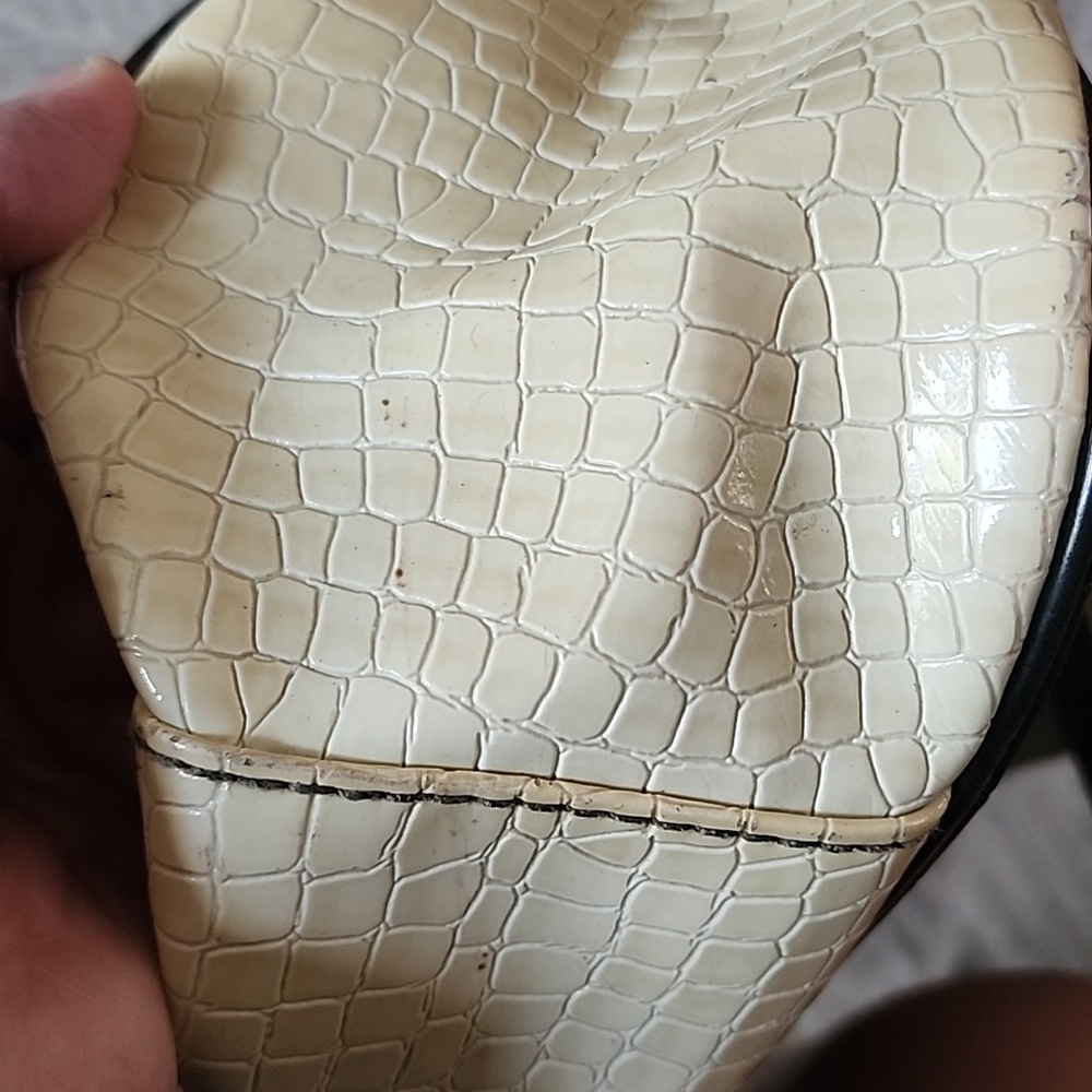 Guess Y2K Black Cream Floral Croc Embossed Shoulder Bag Grunge Purse - Picture 4 of 14